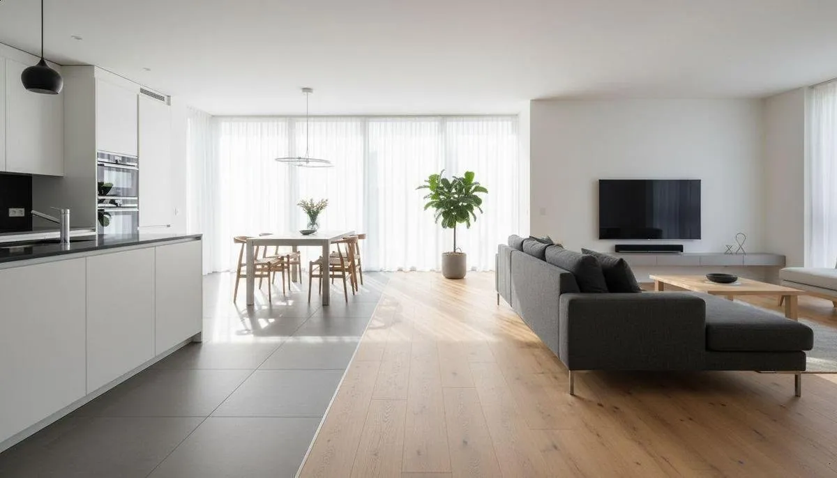 Comparação conceitual entre piso amadeirado e revestimento cerâmico
